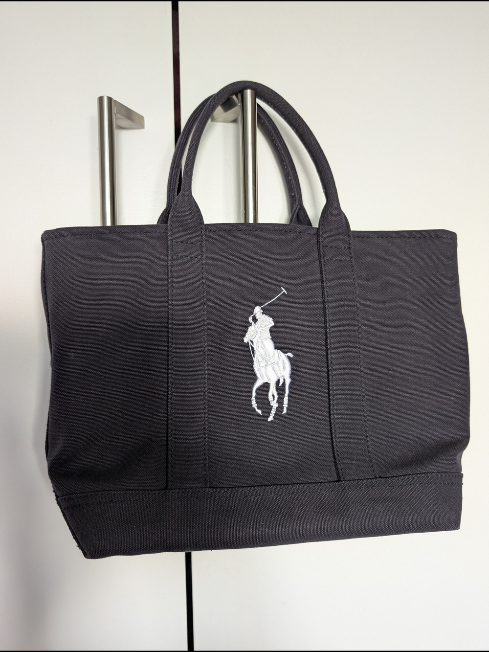 Ralph Lauren Navy Canvas Polo Tote Bag Small Polo Logo Unisex